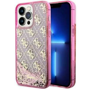 Husa iPhonecase Liquid Glitter Guess GUHCP14XLC4PSGP 14 Pro Max 6.7" roz/roz tare 4G Transculent Case