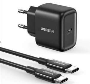 Incarcator uGREEN CD250, 25W, USB-C (negru) + cablu USB-C la USB-C, 2m (negru)