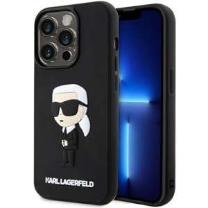 Husa iPhonecase Karl Lagerfeld KLHCP14L3DRKINK 14 Pro 6.1" negru/negru cauciuc dur Ikonik 3D Case