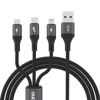 Cablu Lightning Dudao L3E 3 în 1 60W MicroUSB USB-C 1,2 m - negru