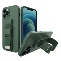 Husa Coardă case gel husa cu șnur de lanț cu lanț de lanț iPhone 11 Pro verde închis Case