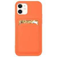 Card Case silikonou husa portofel cu buzunar pentru carduri documente pentru iPhone 12 Pro portocaliu