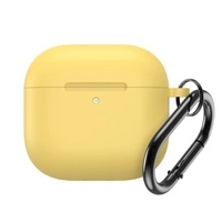 Husa din silicon pentru Airpods 4 cu carabina - galbena