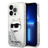 iPhonecase Glitter Karl Lagerfeld KLHCP14LLNCHCS 14 Pro 6.1" argintiu/argintiu, cap tare Choupette Head