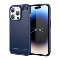 Case husa iPhone Carbon 14 Pro, capacul din spate din gel flexibil albastru
