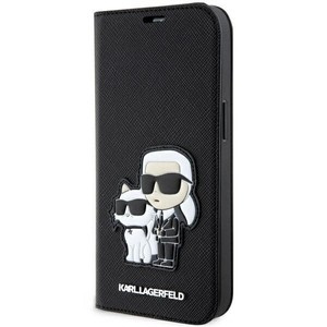 Husa iPhonecase Karl Lagerfeld KLBKP14LSANKCPK 14 Pro 6.1" book negru/negru Saffiano Karl &amp; Choupette Saffiano Karl &amp; Choupette Case