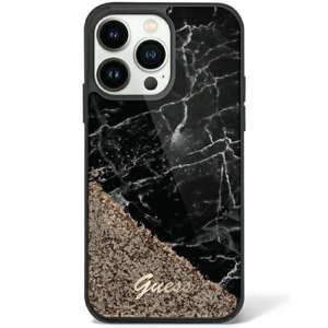 Husa iPhonecase Liquid Glitter Guess GUHCP14XLCSGSGSGK 14 Pro Max 6.7" negru/negru Marmură dură Marble Case