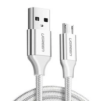 Cablu micro USB UGREEN QC 3.0 2.4A 1m alb Cablu micro USB UGREEN QC 3.0 2.4A 1m (alb) în împletitură de nailon
