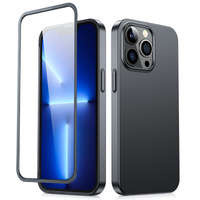 Joyroom 360 Full Case husa capacul pentru iPhone 13 Pro Max spate și carcasă frontală + folie sticla negru (JR-BP928 negru)