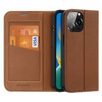 husa iPhone magDux Ducis Skin X2 pentru 14 Pro Max capac cu clapeta netic maro