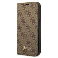 Husa Apple iPhone GUESS 14 Pro Book 4G Vintage Gold Logo maro Case