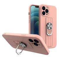Inel Case silikonou husa cu suport deget și suport pentru Samsung Galaxy A72 4G roz