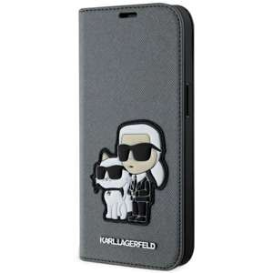 Husa iPhonecase Karl Lagerfeld KLBKP14SSANKCPG 14 carte de 6,1" argint/argintiu Saffiano Karl &amp; Choupette Case