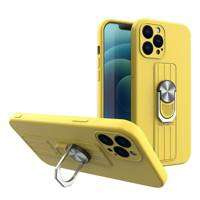 Inel Case silikonou husa cu suport deget și suport pentru iPhone 12 Pro galben