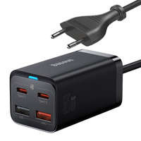 Încărcător rapid de birou Baseus GaN3 Pro 2C + 2U 65W EU Negru (Include: Cablu de încărcare rapidă din seria Baseus Xiaobai Tip-C la Tip-C 100W (20V / 5A) 1m Negru)