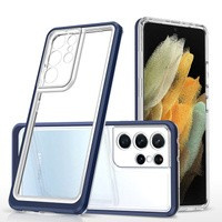 Husa Husanou Case Clear 3in1 pentru Samsung Galaxy S23 Ultra Siliko Cover cu cadru albastru Case