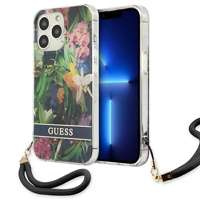 Husa GUESS Apple iPhone 13 13 Pro Flower Strap Albastru Hardcase