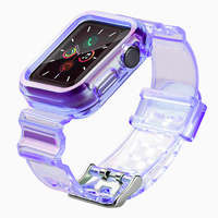 Curea Lumina Set de lumină set de bandă de silicon strap brățară brățară brățară husa pentru Watch 6 44mm / Watch 5 44mm / Watch 4 44mm / Watch SE 44mm violet
