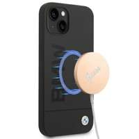 Husa iPhonecase Signature BMW BMHMP14MSLBLBK 14 Plus 6.7" negru/negru, cu logo de silicon tare MagSafe