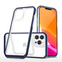 Husa husa iPhonenou Clear 3in1 14 Pro siliko capac siliko cu cadru albastru Case