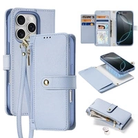 Husa din piele Dux Ducis Lawa pentru iPhone 16 Pro cu portofel magnetic detasabil - Albastru
