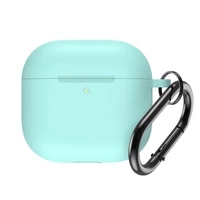 Husa din silicon pentru Airpods 4 cu carabina - menta