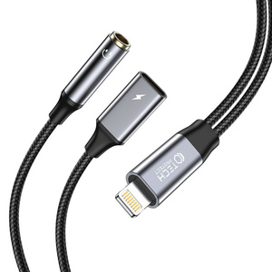 Tech-protect Ultraboost Cablu adaptor Lightning la Mini Jack 3.5mm & Lightning negru