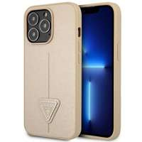 Husa Apple iPhone GUESS 14 Pro Saffiano Triangle Logo Bej Hardcase
