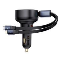 Ładowarka samochodowa Baseus Enjoyment USB-C z kablem USB-C i Lightning 60 W (czarna)