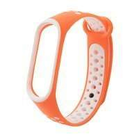 Bandă de silicon de înlocuire strap pentru Xiaomi Mi Band 4 / Mi Band 3 Dots portocaliu și alb