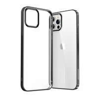 Joyroom New Beautiful Series ultra-subțire și transparentă husa cu ramă metalică pentru iPhone Pro Max 12 negru (JR-BP796)