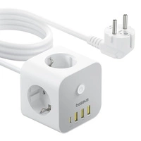 Baseus PowerCombo 7 în 1 Power Strip Cube, 3 AC + 3 x USB-A + 1 x USB-C 20W 1,5 m - alb