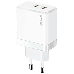 Taxa USAMS. 2xUSB-C T54 40W (numai capul) PD Fast Charging alb/alb CC172TC02 (US-CC172)