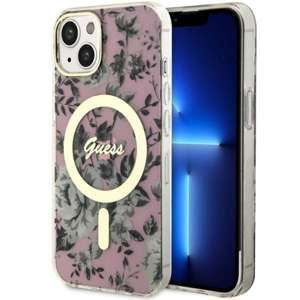 Husa iPhonecase MagSafe Guess GUHMP14SHCFWSP 14 6.1" roz/roz floare tare Flower Case