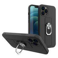 Inel Case silikonou husa cu suport deget și suport pentru Xiaomi Redmi 9C negru