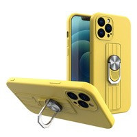Inel Case silikonou husa cu suport pentru deget și suport pentru iPhone 12 mini galben
