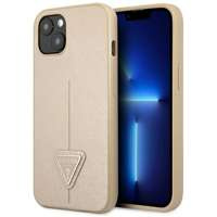 Husa GUESS Apple iPhone 13 Mini Saffiano Triunghi Logo Beige Hardcase