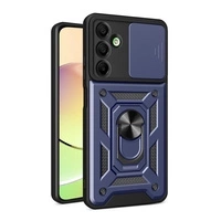 Husă Hybrid Armor Camshield cu capac pentru cameră și inel metalic pentru Samsung Galaxy A16 / A16 5G - albastru