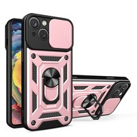 Husa Armor husa iPhone Hybrid Camshield 14 Plus husă blindată cu capac pentru cameră foto roz Case
