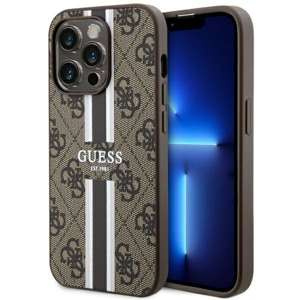 Husa iPhonecase MagSafe Guess GUHMP14LP4P4RPSW 14 Pro 6.1" maro/maro tare 4G dungi imprimate Case