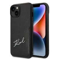 Husa Apple iPhone Signature KARL LAGERFELD 14 Plus 14 Plus Logo Cardslot negru tarecase