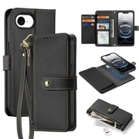 Husa din piele Dux Ducis Lawa pentru iPhone 16e cu portofel magnetic detasabil - neagra