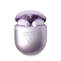 casti Guess Bluetooth GUTWST82TRU TWS + stație de andocare violet/violet Logo Triangle