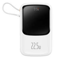 Baseus Qpow power bank 10000mAh built-in cablu USB tip C 22.5W Quick Charge SCP AFC FCP alb (PPQD020102)