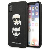 Husa Apple iPhone KARL LAGERFELD XS Max Saffiano Iconic Karl&amp;Choupette Head negru Hardcase