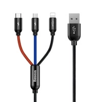 Cablu USB BASEUS 3in1 USB-C Lightning Micro 3.5A 0.3m negru