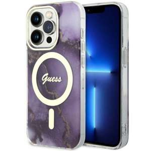 Husa iPhonecase MagSafe Guess GUHMP14LHTMRSU 14 Pro 6.1" violet/violet dur Golden Marble Case