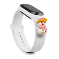 Curea Xmas band pentru Xiaomi Mi Band 4 / Mi Band 3 Crăciun silikonou strap brățară albă (snowman 2)