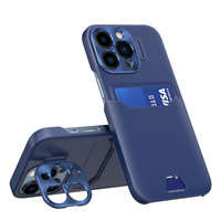 Husa Case Husa iPhone Stand din piele pentru 14 Pro Max Card Card Portofelul de acoperire cu stand albastru Case