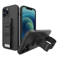 Coardă Case silikonou husa cu șnur cu șnur sac strap pentru Samsung Galaxy A33 5G negru